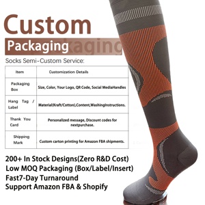 Chaussettes de compression à faible MOQ en stock, 200 modèles, emballage personnalisé OEM, logo de marque privée, chaussettes de compression hautes pour grossistes - Product Image 5