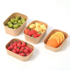 Contenedor de comida para llevar biodegradable y ecológico, tazón de papel kraft con logo personalizado. - Product Image 3