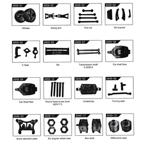 Repuestos para Auto RC Wltoys 1/18, Catálogo de Piezas <span class=keywords><strong>A959</strong></span> (ver Imagen de Detalles del Producto) - Product Image 1