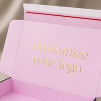 Boîte d'expédition personnalisée avec logo, noir mat, intérieur rose, en carton, pour cosmétiques, vente en gros, usine