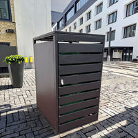 Armoire de rangement pour poubelle à roulettes avec cadre renforcé en métal, robuste, verrouillable, pour l'extérieur, pour les poubelles de recyclage