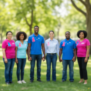 T-shirt de sensibilisation au cancer pulmonaire, nous luttons ensemble, soutien ruban blanc - Product Image 1