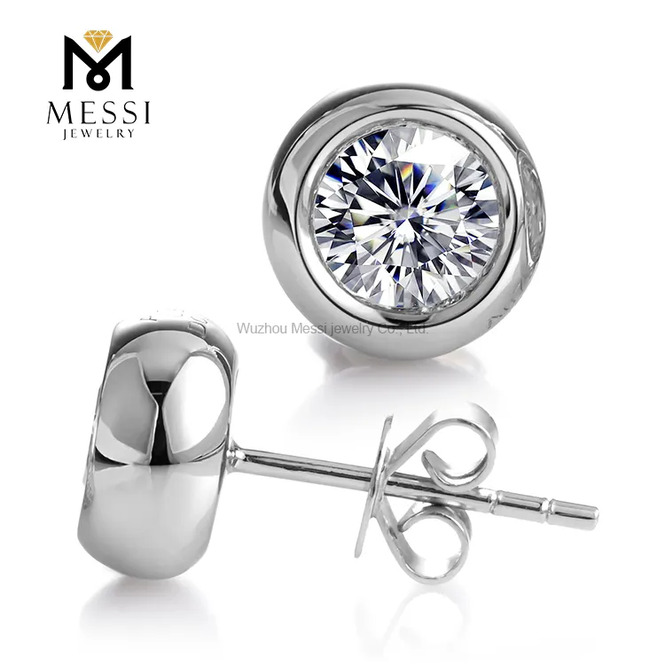 Messi Jewelry 1.0ct CVD HPHT lab grown diamond woman 18k 14k white gold diamond stud earrings