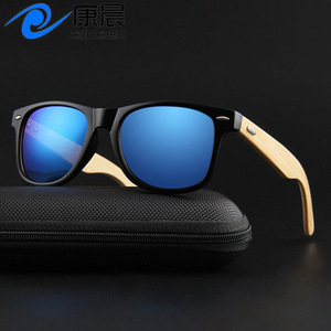 Lunettes de soleil classiques transfrontalières à monture ovale en bois de bambou, protection UV400, unisexe, verres PC, protection solaire, style voyage - Product Image 4