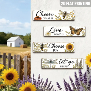 Letrero Metálico Largo y Plano con Diseño Floral e Insectos, Impresión 2D, Frase Inspiradora, Decoración Botánica para Pared, Ideal para Casa de Campo, Jardín, Porche - Product Image 4