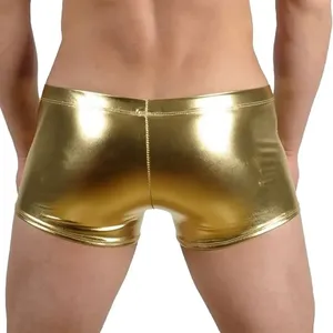 Slip Boxer da Uomo, Costume da Bagno Solido, Intimo Maschile, Pantaloncini da Nuoto Metallizzati Lucidi, Slip Elasticizzati con Lacci per Piscina - Product Image 4