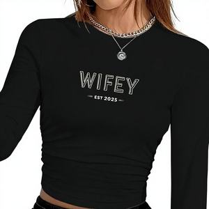 เสื้อเชิ้ตแขนยาวผู้หญิงพิมพ์ลาย Y2K wifey 2025 - Product Image 1