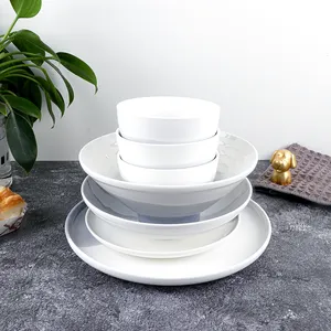 Wholesale Tableware Plates Round Flat Western Fruit Steak Household Durable Melamine Dinnerware Set Luxury