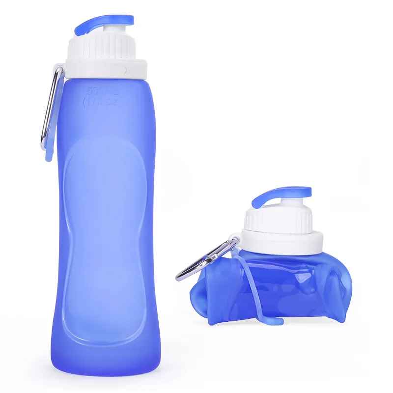 KINGWISE borraccia sportiva da palestra di alta qualità 500ml bottiglia pieghevole in pp borraccia sportiva in plastica per sport in silicone d'acqua