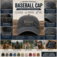 Casquette de baseball unisexe en coton délavé style vintage, 6 panneaux, souple, pour le sport, les voyages et la pêche – Vente en gros