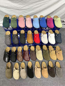 Birkenstocks Mules en cuir véritable pour hommes confortables en daim de vache à bout fermé sabots en liège mocassins pour l'extérieur été extérieur pantoufles - Product Image 2