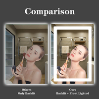 Miroir de salle de bain LED mural intelligent double, anti-buée, à intensité variable en continu, 3 couleurs, résistant aux chocs, en promotion
