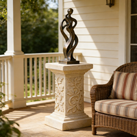 Socle en résine sculpté en forme de vigne - Finition effet pierre, base ornée de détails de feuilles pour sculptures et présentoirs de jardin aquatique de luxe