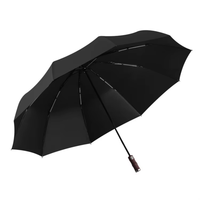 Nouveau entièrement automatique poignée en bois grand 3 parapluie pliant cadeau d'affaires parapluie coupe-vent Uv protéger parapluie avec Logo imprimé