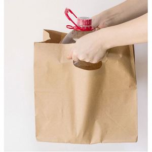 Sac en papier kraft recyclable avec poignée et trou, impression offset personnalisée, respectueux de l'environnement - Product Image 3