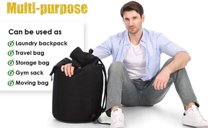 Bolsa de Lavandería para Mochila de Uso Doméstico con Correas para los Hombros, Bolsillo de Malla, Resistente, Plegable, de Gran Capacidad, con Cordón - Product Image 5