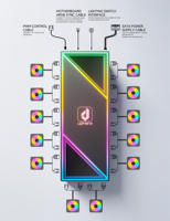 Pengontrol Hub Kipas RGB 12 Port upHere, Splitter ARGB 5V 3Pin + PWM 4 Pin, Daya SATA, Hub Kipas Casing PC Magnetik dengan Remote