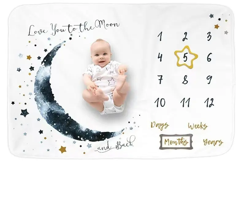 Bebê mensal marco cobertor unisex bebê foto Belo design cobertor Flanela velo dupla camada