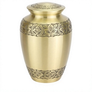 Urnas de cremación de latón bronce flor grabada de excelente calidad para cenizas humanas - Product Image 1