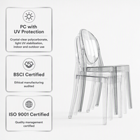 Chaises d'événement transparentes en acrylique PC Crystal Ghost créatives et luxueuses pour banquets d'hôtel, à prix abordable, en vente