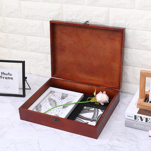 Caja de almacenamiento de madera rectangular hecha a mano, caja de regalo para joyería, embalaje artesanal - Product Image 1