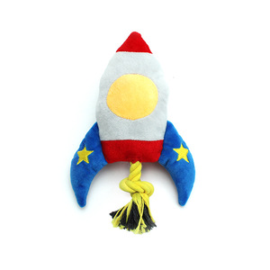 Jouet pour chien en peluche en forme de fusée, durable, à nouer, anti-ennui, interactif - Product Image 1