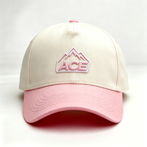 Gorra de Béisbol Estructurada de 5 Paneles para Mujer, Bicolor Rosa Crema, Visera Curva, Parche Bordado 3D en Relieve, Parte Trasera Sólida de Sarga de Algodón - Product Image 6