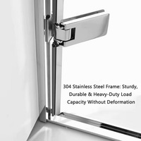 Porte de douche sur mesure en acier inoxydable à cadre complet, verre de sécurité trempé, panneau fixe en verre dépoli, charnière simple, pour salle de bain moderne