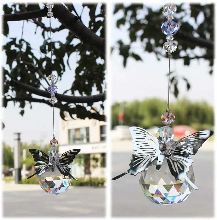 Window Hanging Prism Ornament Butterfly Diy K9 Glass Crystal Suncatcher Pendant