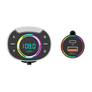 Nhà Máy Tư Nhân T86 Đầy Màu Sắc Ánh Sáng Xe <span class=keywords><strong>Bluetooth</strong></span> FM Transmitter AUX out TF Thẻ Âm Nhạc MP3 Máy Nghe Nhạc Với Không Khí Vent Clip Mùa Xuân Cáp - Product Image 2