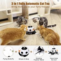 Jouet intelligent 3-en-1 pour chat avec jeu Whack-a-Mole, papillon rotatif et baguette à plumes, jouet interactif automatique pour plusieurs chats
