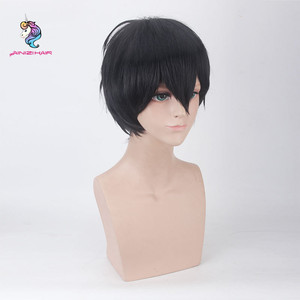 Nuevo Producto Ainizi, Pelucas de Cosplay de Ángeles de la Muerte, <span class=keywords><strong>Isaac</strong></span> Foster, Cabello Corto Negro Sintético, Pelucas de Cosplay para Hombre - Product Image 4