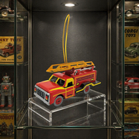 Ornement suspendu personnalisé vintage en fer imprimé à la main, camion de pompiers rétro en étain, artisanat de véhicule, pendentif pour sapin de Noël, décoration de fête