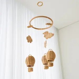 Rattan Handwoven Hot Air Balloon Decoration Birthday Gift Idea Nursery Wall Hanging Pendant Ornament Suitable For Kid Room Decor