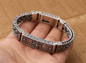 Bijoux en argent Sterling 925 bouddha pour hommes, nouveau bracelet thaïlandais rétro, Vajra tissé à la main, accessoire avec six mots - Product Image 2