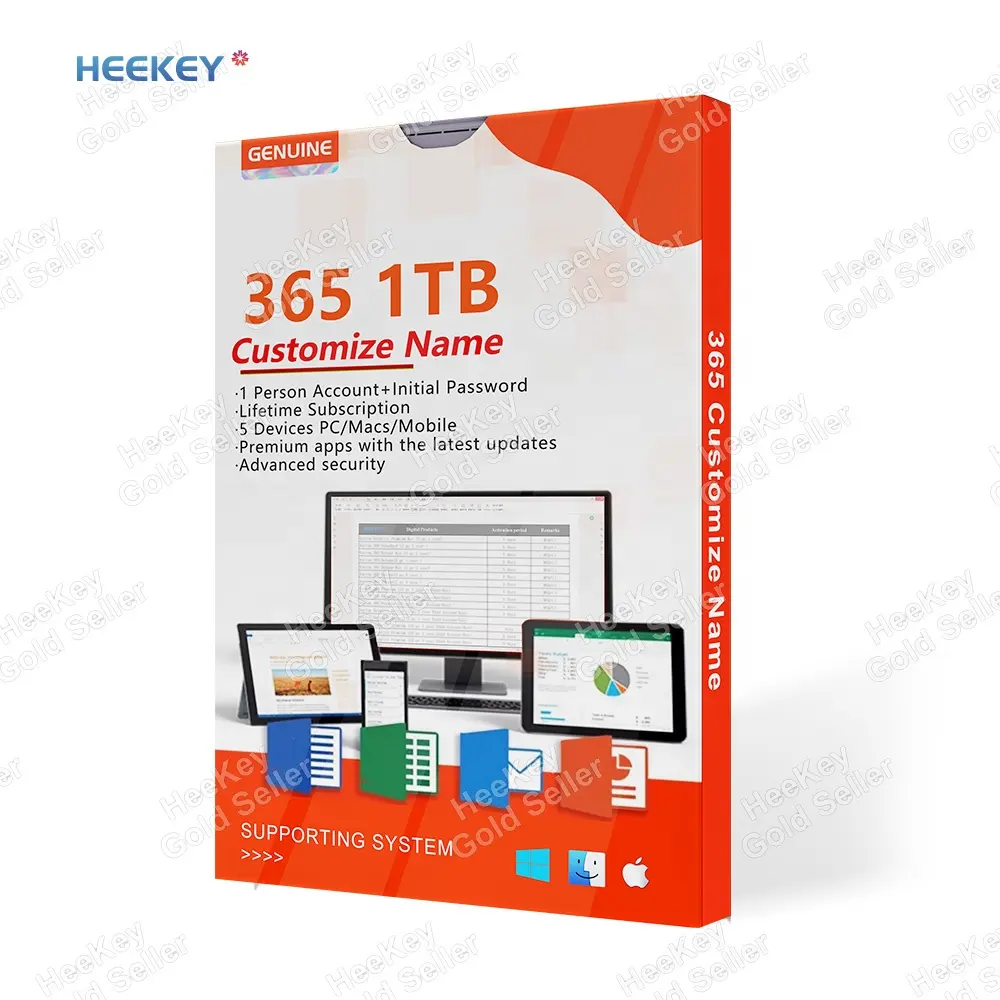 Özelleştirmek adı resmi 365 1 TB 5 PC/Mac anında indir | 1 TB hesabı + şifre | Ömür boyu lisans anahtarı 100% çevrimiçi aktivasyon