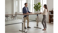 Table de réunion moderne réglable en hauteur, table de discussion de bureau assise-debout avec cadre entièrement recouvert de miroir en acier inoxydable