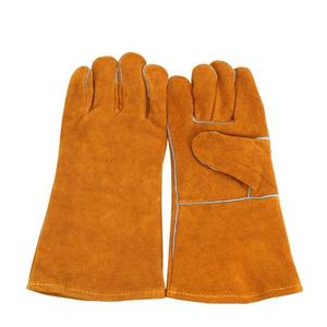 Guantes de soldadura de seguridad, resistentes al calor, color amarillo, cuero de vaca dividido, soldadura de arco de argón, baratos - Product Image 1