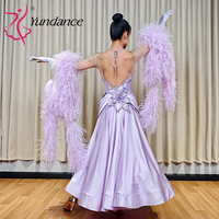Robe de danse moderne en satin extensible violet pour femme B-26064, costume de scène Blackpool, tenue de compétition standard pour la danse de salon