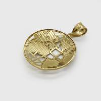 Collier pendentif rond en forme de globe terrestre plaqué or 14 carats pour garçon homme / Charme de carte classique Cadeau Bijoux mondiaux