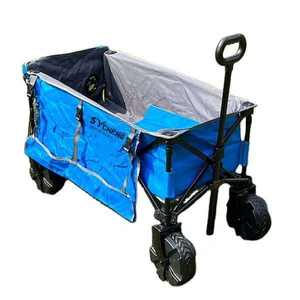 Chariot pliable à quatre roues en acier robuste avec grande capacité pour le camping en plein air, la randonnée et l'utilisation en jardin - Product Image 2