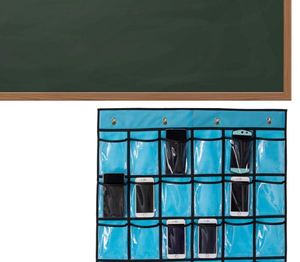 Organisateur de classe mural pour téléphones portables d'enseignants, support de calculatrice à suspendre à la porte, 30 poches transparentes - Product Image 5