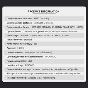 CK-8082R Módulos de Entrada Analógica de Alta Precisión de 24 Bits, 8 Canales, <span class=keywords><strong>4</strong></span>-20MA/0-10V, Adquisición de E/S Remota, Ethernet/IP <span class=keywords><strong>Digital</strong></span> - Product Image 4