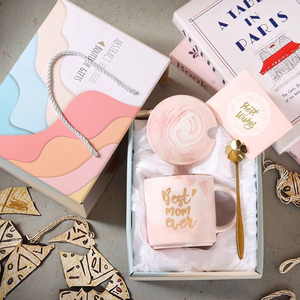 Bắc Âu mô hình bằng đá cẩm thạch gốm 350ml Mug với Vàng xử lý mẫu miễn phí cho buổi chiều trà nhà sử dụng hoặc ngày của Mẹ Món Quà ngày lễ - Product Image 1