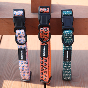 Collar de perro de poliéster de neopreno con logotipo de etiqueta redonda Impresión personalizada Collar de perros bien acolchado - Product Image 4