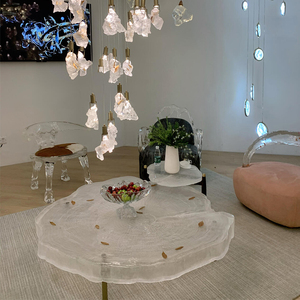 Mesa de centro transparente asimétrica moderna diseño creativo para mesa de té de lujo Panel pequeño apartamento muebles de sala de estar - Product Image 2