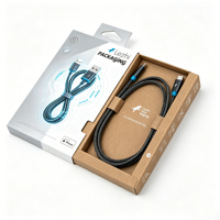 Boîtes en papier personnalisées avec fenêtre pour câble de données USB, boîte en papier pour étui de téléphone portable, emballage de chargeur avec crochet
