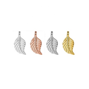 Diskon Besar 925 Perak Murni Mode Rose Gold Disepuh Bulu Jimat Perhiasan Liontin untuk Membuat Gelang - Product Image 1