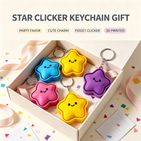 Porte-clés Star Clicker imprimé en 3D, jouet sensoriel mignon, breloque de sac avec anneau porte-clés pour enfants, cadeau anti-stress pour fêtes