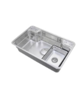 Évier de cuisine moderne en acier inoxydable, design rectangulaire à cuve unique - Product Image 1